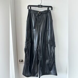 FOREVER 21 wide leg pleather cargo pants — size XS